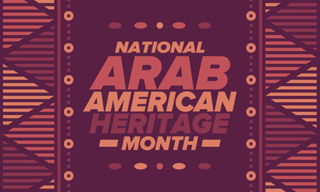 Native Arab American Heritage Month in April. Arab American culture. Celebrate annual in United States. Tradition arabian pattern. Poster, card, banner and background. Vectorのイラスト素材