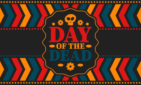 Day of the Dead in November. A holiday dedicated to the memory of the dead. Celebrate annual in Mexico and other Latin American countries. Mexican and Hispanic tradition patternのイラスト素材