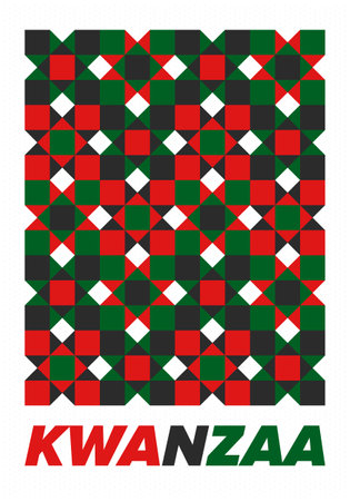 Kwanzaa Happy Celebration. African and African-American culture holiday. Seven days festival, celebrate annual from December 26 to January 1. Black history. Vector illustrationのイラスト素材