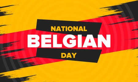 Belgian National Day. Belgium Independence day. Annual holiday in Belgium, celebrated in Jule 21. Patriotic design. Vector art illustration. Poster and templateのイラスト素材