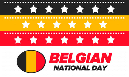 Belgian National Day. Belgium Independence day. Annual holiday in Belgium, celebrated in Jule 21. Patriotic design. Vector art illustration. Poster and templateのイラスト素材