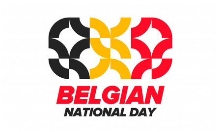 Belgian National Day. Belgium Independence day. Annual holiday in Belgium, celebrated in Jule 21. Patriotic design. Vector art illustration. Poster and templateのイラスト素材