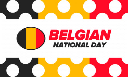 Belgian National Day. Belgium Independence day. Annual holiday in Belgium, celebrated in Jule 21. Patriotic design. Vector art illustration. Poster and templateのイラスト素材