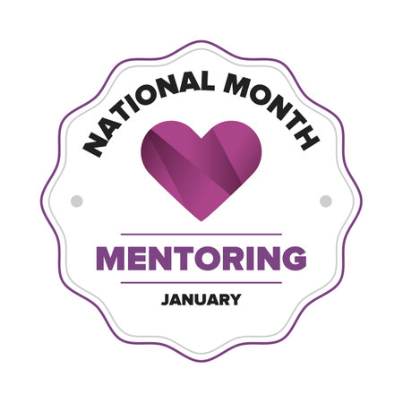 National Mentoring Month in January. Celebrate annual in United States. Personal mentor, coach or teacher. Free knowledge. Education concept. Helping a student in study, trainingのイラスト素材