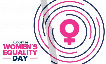 Women's Equality Day in United States. Female holiday, celebrated annually in August 26. Women right history month. Feminism concept. Vector art illustration. Poster designのイラスト素材