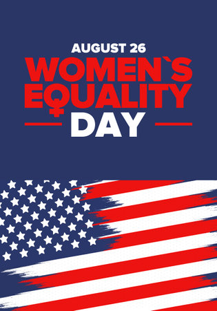 Women's Equality Day in United States. Female holiday, celebrated annually in August 26. Women right history month. Feminism concept. Vector art illustration. Poster designのイラスト素材