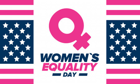 Women's Equality Day in United States. Female holiday, celebrated annually in August 26. Women right history month. Feminism concept. Vector art illustration. Poster designのイラスト素材
