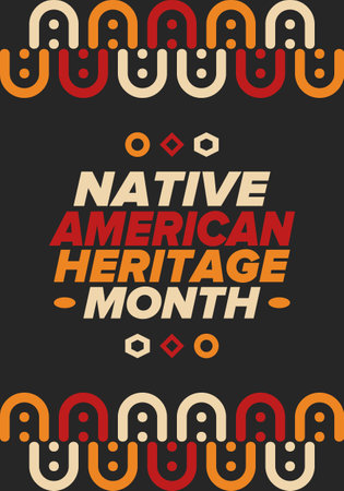 Native American Heritage Month in November. American Indian culture. Celebrate annual in United States. Tradition pattern. Poster, card, banner and background. Vector ornamentのイラスト素材