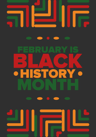 Black History Month. African American History. Celebrated annual. In February in United States and Canada. In October in Great Britain. Poster, card, banner, background. Vector
