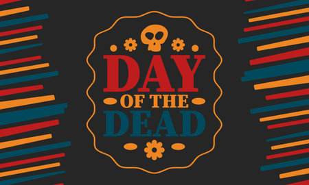 Day of the Dead in November. A holiday dedicated to the memory of the dead. Celebrate annual in Mexico and other Latin American countries. Mexican and Hispanic tradition patternのイラスト素材
