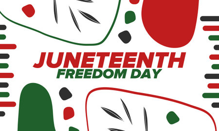 Juneteenth Independence Day. Freedom or Emancipation day. Annual american holiday, celebrated in June 19. African-American history and heritage. Poster, greeting card, bannerのイラスト素材