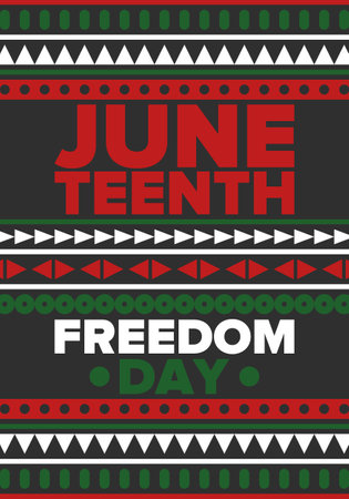 Juneteenth Independence Day. Freedom or Emancipation day. Annual american holiday, celebrated in June 19. African-American history and heritage. Poster, greeting card, bannerのイラスト素材