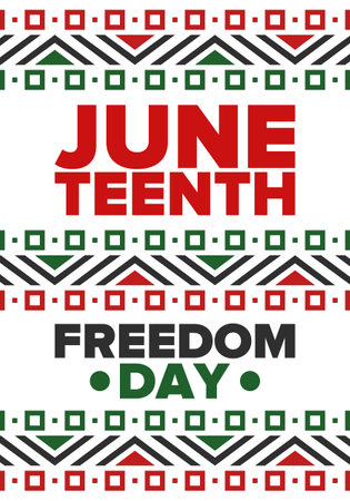 Juneteenth Independence Day. Freedom or Emancipation day. Annual american holiday, celebrated in June 19. African-American history and heritage. Poster, greeting card, bannerのイラスト素材
