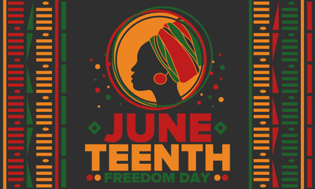 Juneteenth Independence Day. Freedom or Emancipation day. Annual american holiday, celebrated in June 19. African-American history and heritage. Poster, greeting card, bannerのイラスト素材