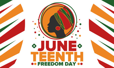 Juneteenth Independence Day. Freedom or Emancipation day. Annual american holiday, celebrated in June 19. African-American history and heritage. Poster, greeting card, bannerのイラスト素材