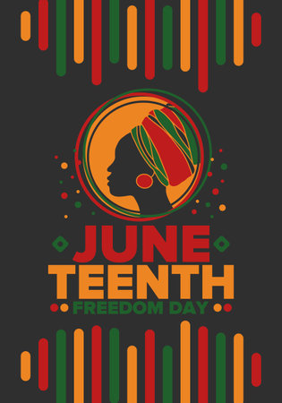 Juneteenth Independence Day. Freedom or Emancipation day. Annual american holiday, celebrated in June 19. African-American history and heritage. Poster, greeting card, bannerのイラスト素材
