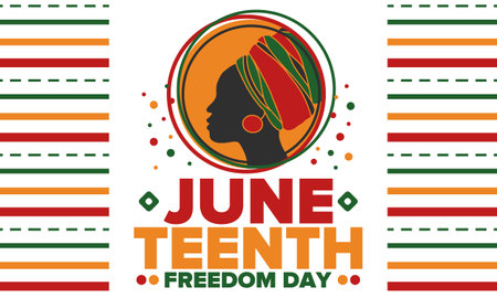 Juneteenth Independence Day. Freedom or Emancipation day. Annual american holiday, celebrated in June 19. African-American history and heritage. Poster, greeting card, bannerのイラスト素材