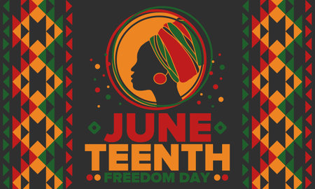 Juneteenth Independence Day. Freedom or Emancipation day. Annual american holiday, celebrated in June 19. African-American history and heritage. Poster, greeting card, bannerのイラスト素材