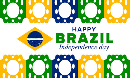 Brazil Independence Day. Happy national holiday. Freedom day. Celebrate annual in September 7. Brazil flag. Patriotic brazilian design. Poster, card, banner, template, backgroundのイラスト素材