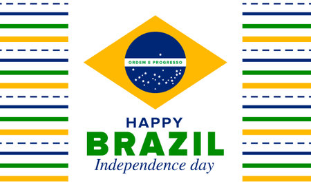 Brazil Independence Day. Happy national holiday. Freedom day. Celebrate annual in September 7. Brazil flag. Patriotic brazilian design. Poster, card, banner, template, backgroundのイラスト素材