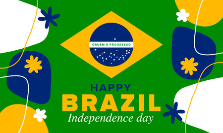 Brazil Independence Day. Happy national holiday. Freedom day. Celebrate annual in September 7. Brazil flag. Patriotic brazilian design. Poster, card, banner, template, backgroundのイラスト素材