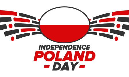 Independence Day in Poland. National happy holiday, celebrated annual in November 11. Polish flag. Patriotic elements. Poster, card, banner and background. Vector illustrationのイラスト素材