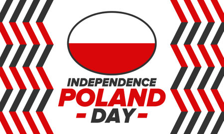 Independence Day in Poland. National happy holiday, celebrated annual in November 11. Polish flag. Patriotic elements. Poster, card, banner and background. Vector illustrationのイラスト素材