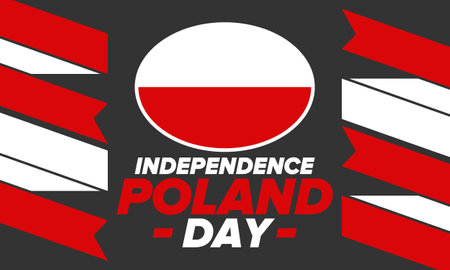 Independence Day in Poland. National happy holiday, celebrated annual in November 11. Polish flag. Patriotic elements. Poster, card, banner and background. Vector illustrationのイラスト素材