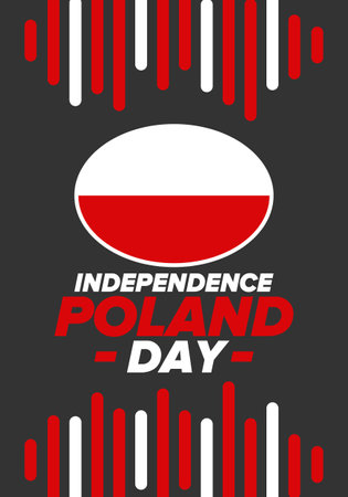 Independence Day in Poland. National happy holiday, celebrated annual in November 11. Polish flag. Patriotic elements. Poster, card, banner and background. Vector illustrationのイラスト素材