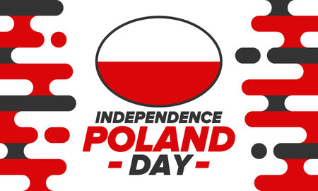 Independence Day in Poland. National happy holiday, celebrated annual in November 11. Polish flag. Patriotic elements. Poster, card, banner and background. Vector illustrationのイラスト素材