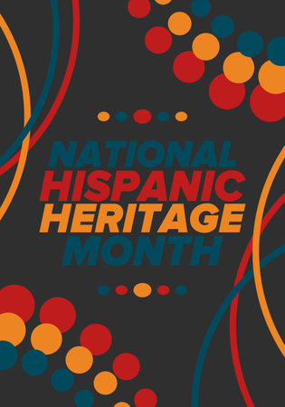 National Hispanic Heritage Month in September and October. Hispanic and Latino Americans culture. Celebrate annual in United States. Poster, card, banner and background. Vectorのイラスト素材