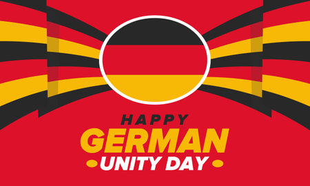 German Unity Day. Celebrated annually on October 3 in Germany. Happy national holiday of unity, freedom and reunification. Deutsch flag. Patriotic poster design. Vectorのイラスト素材