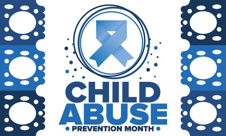 Child Abuse Prevention Month. Celebrate annual in April in United States. Stop child violence. Children protection and safety month. Unity for children. Poster, banner, backgroundのイラスト素材