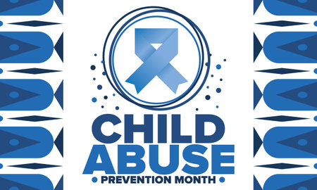 Child Abuse Prevention Month. Celebrate annual in April in United States. Stop child violence. Children protection and safety month. Unity for children. Poster, banner, backgroundのイラスト素材
