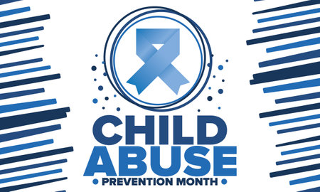 Child Abuse Prevention Month. Celebrate annual in April in United States. Stop child violence. Children protection and safety month. Unity for children. Poster, banner, backgroundのイラスト素材