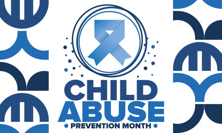 Child Abuse Prevention Month. Celebrate annual in April in United States. Stop child violence. Children protection and safety month. Unity for children. Poster, banner, backgroundのイラスト素材
