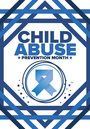 Child Abuse Prevention Month. Celebrate annual in April in United States. Stop child violence. Children protection and safety month. Unity for children. Poster, banner, backgroundのイラスト素材