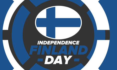 Finland Independence Day. Finnish national happy holiday, celebrated annual in December 6. Finland flag. Patriotic elements. Poster, card, banner and background. Vectorのイラスト素材