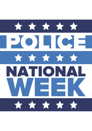 National Police Week in May. Celebrated annual in United States. In honor of the police hero. Police badge and patriotic elements. Officers Memorial Day. Poster, card, bannerのイラスト素材
