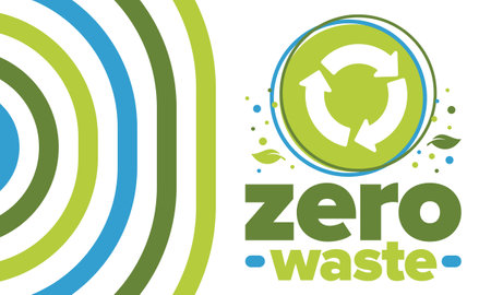 Zero Waste. Ecology poster. Refuse and Reduce. To Reuse and Recycle. Green January for environment. Eco friendly lifestyle. Save the planet. No plastic, only eco bag. Vectorのイラスト素材