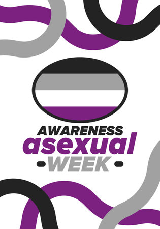 Asexual Awareness Week. International campaign to educate individuals about asexual. Celebrated annual in October. Asexual color flag. Poster, card, banner and background. Vectorのイラスト素材