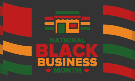 Black Business Month in August. Celebrated annual in United States. Support African American community. Black-owned businesses campaign. Poster, greeting card, banner, backgroundのイラスト素材