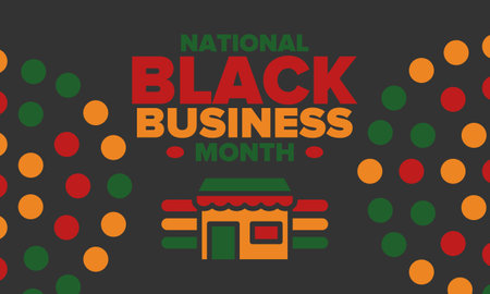 Black Business Month in August. Celebrated annual in United States. Support African American community. Black-owned businesses campaign. Poster, greeting card, banner, backgroundのイラスト素材