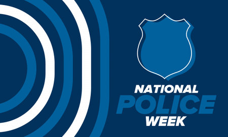 National Police Week in May. Celebrated annual in United States. In honor of the police hero. Police badge and patriotic elements. Officers Memorial Day. Poster, card, bannerのイラスト素材