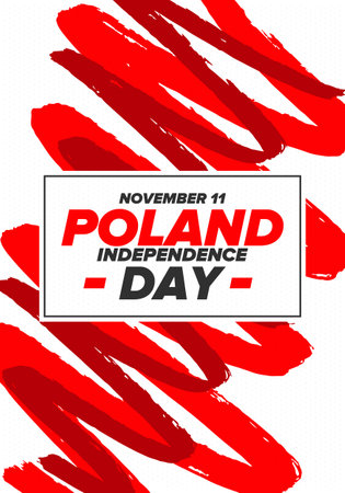 Independence Day in Poland. National happy holiday, celebrated annual in November 11. Polish flag. Patriotic elements. Poster, card, banner and background. Vector illustrationのイラスト素材