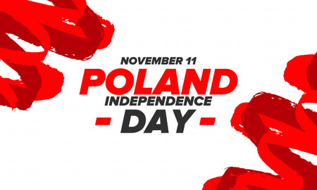 Independence Day in Poland. National happy holiday, celebrated annual in November 11. Polish flag. Patriotic elements. Poster, card, banner and background. Vector illustrationのイラスト素材