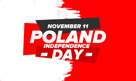 Independence Day in Poland. National happy holiday, celebrated annual in November 11. Polish flag. Patriotic elements. Poster, card, banner and background. Vector illustrationのイラスト素材