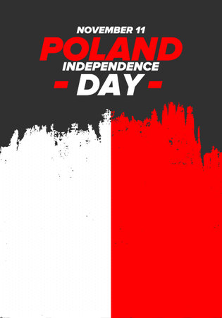 Independence Day in Poland. National happy holiday, celebrated annual in November 11. Polish flag. Patriotic elements. Poster, card, banner and background. Vector illustrationのイラスト素材