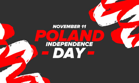 Independence Day in Poland. National happy holiday, celebrated annual in November 11. Polish flag. Patriotic elements. Poster, card, banner and background. Vector illustrationのイラスト素材