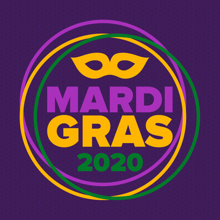 Mardi Gras Carnival in New Orleans. Fat Tuesday. Traditional holiday, celebration annual. Folk festival, costume masquerade, fun party. Carnival mask. Poster, card, banner. Vectorのイラスト素材